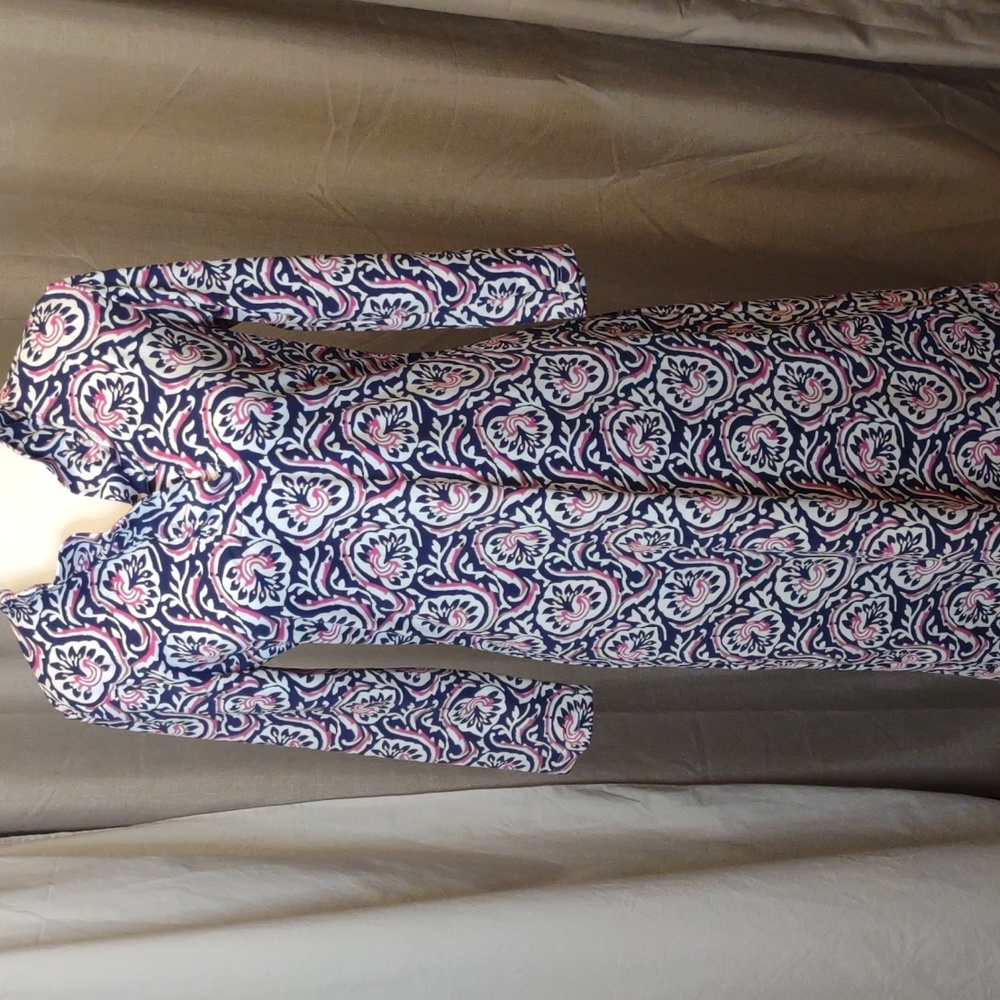 Midi Dress in Navy, Pink & White Floral Print